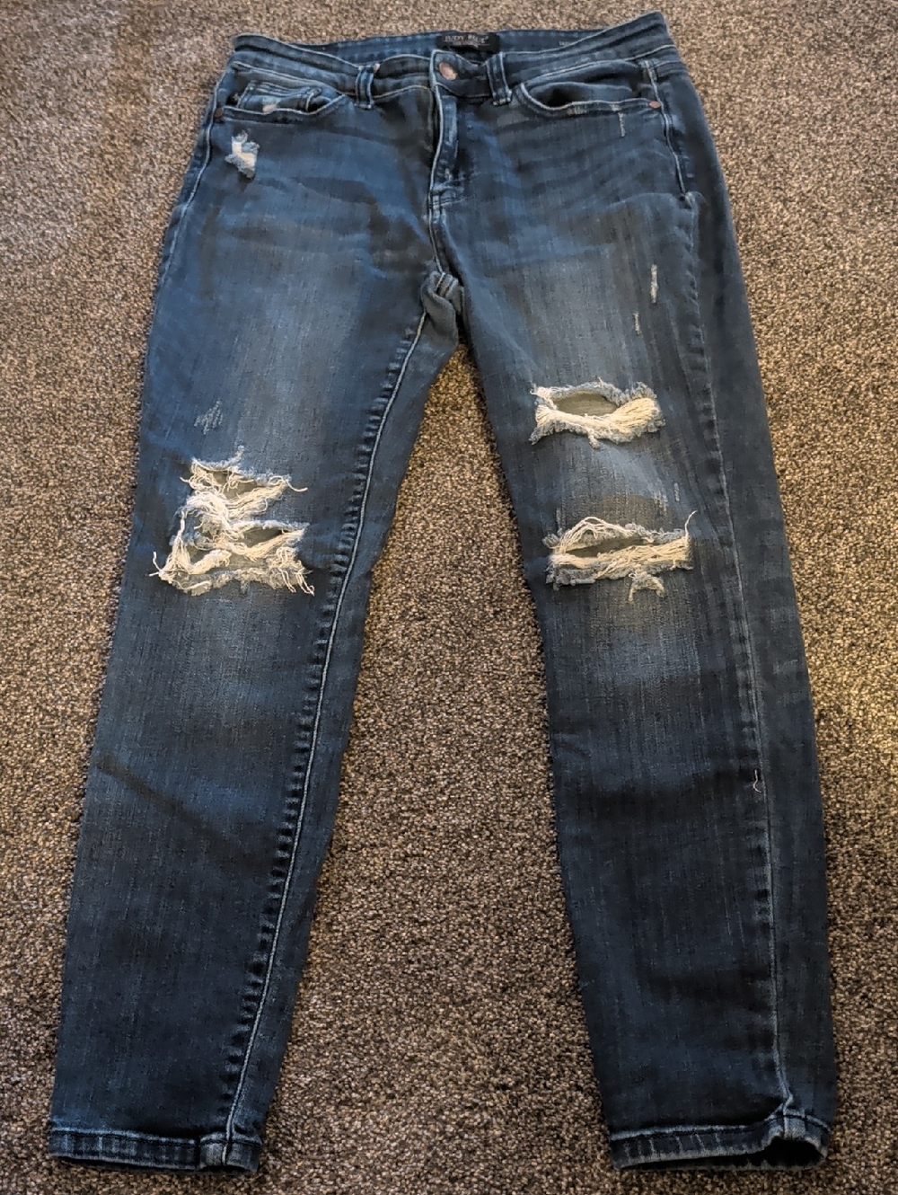 Judy Blue Distressed Dark Indigo Skinny Jeans